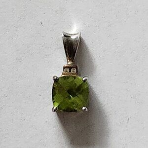 Peridot Pendant 925 Sterling Silver & 14K Accent